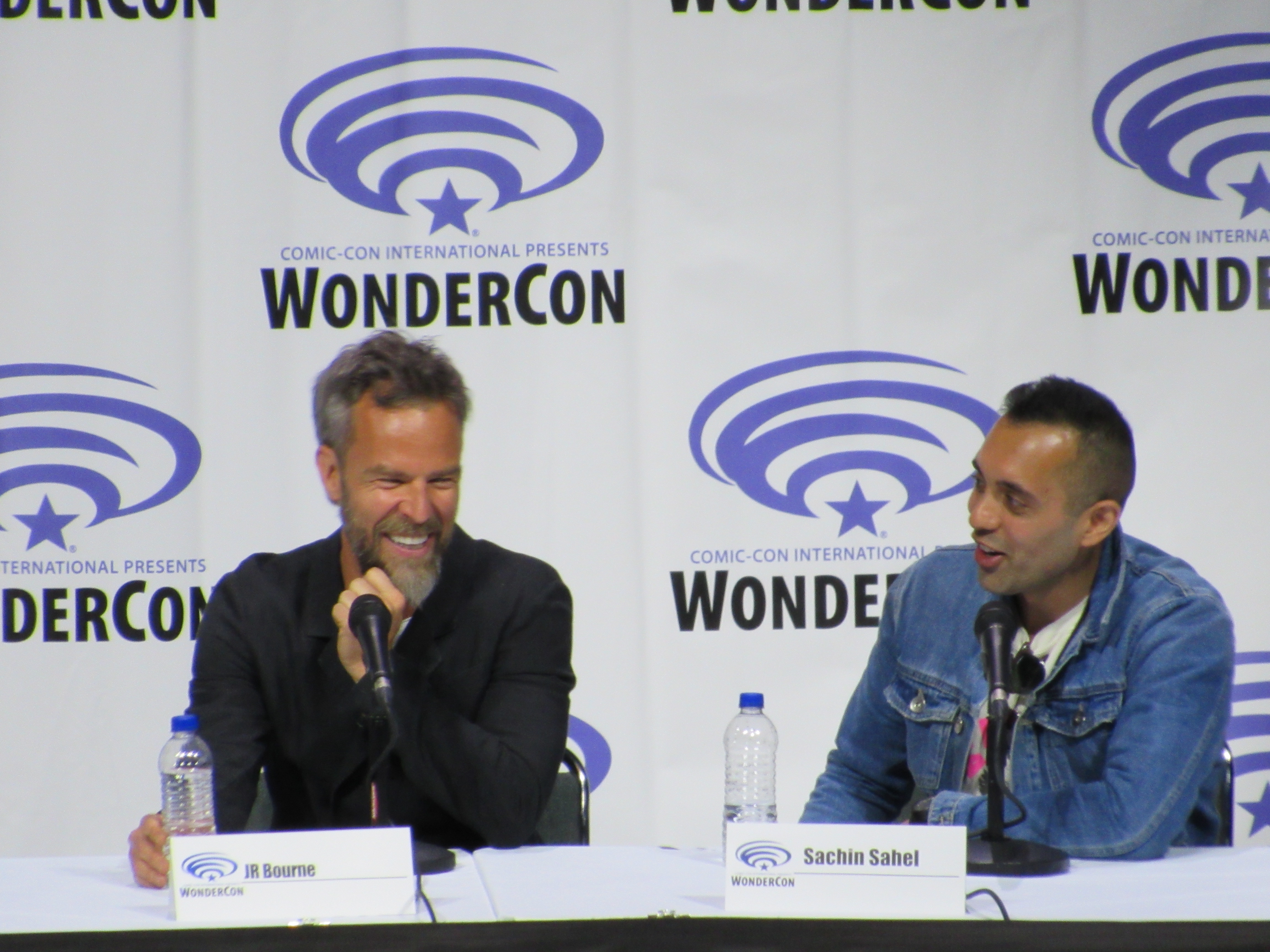 JR Bourne and Sachin Sahel at The 100 panel at WonderCon 2019