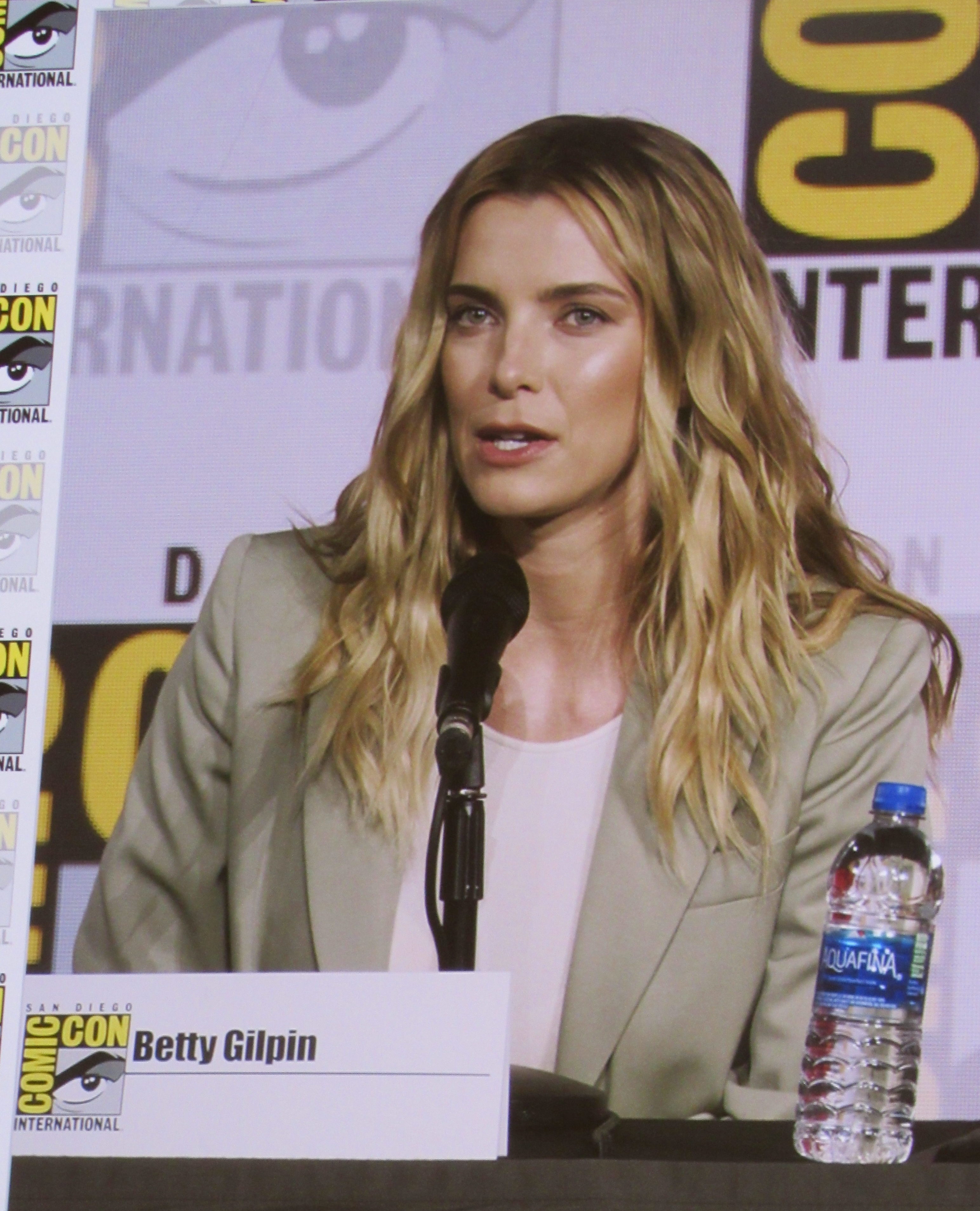Betty Gilpin at the SDCC 2019 Women Who Kick Ass panel