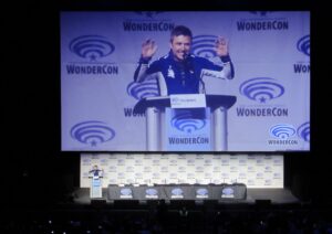 Chris Hardwick moderating the Walking Dead: Dead City panel at WonderCon 2023