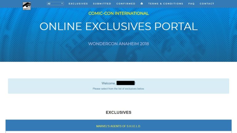 WonderCon Online Exclusives Portal