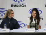 Eliza Taylor and Marie Avgeropoulos at The 100 panel at WonderCon 2019
