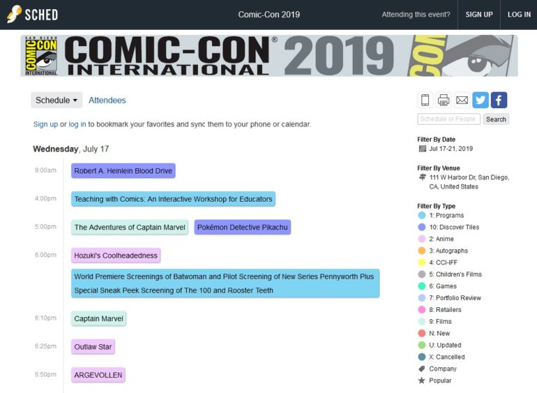SDCC 2019 Sched