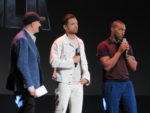 Sebastian Stan and Anthony Mackie at the D23 Expo 2019 Disney Plus panel